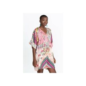 Johnny Was Lakshmi Ollie Silk Kimono Tunic Boho Print Resort Beach Dress Small